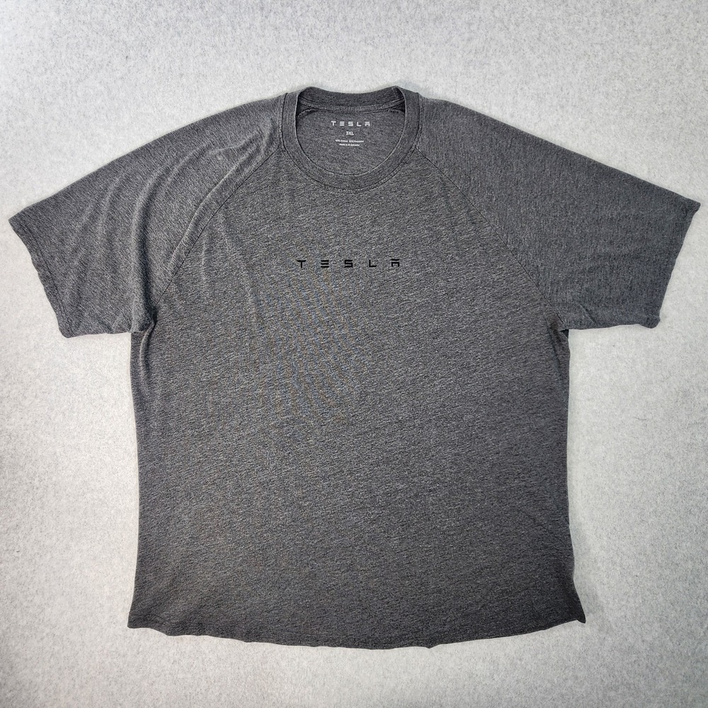 TESLA Designed in California Logo T-Shirt Mens Size 3XL Gray Short Sleeve